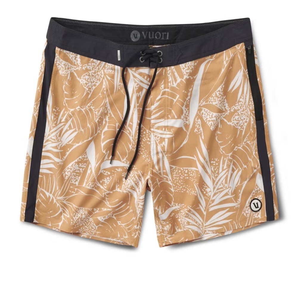 Vuori Peak Flax Rainforest Boardshorts Men's 36 Tropical Swim Trunks